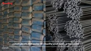 قفزة جديدة في أسعار الحديد والأسمنت 29 نوفمبر 2025 بالسوق المصري